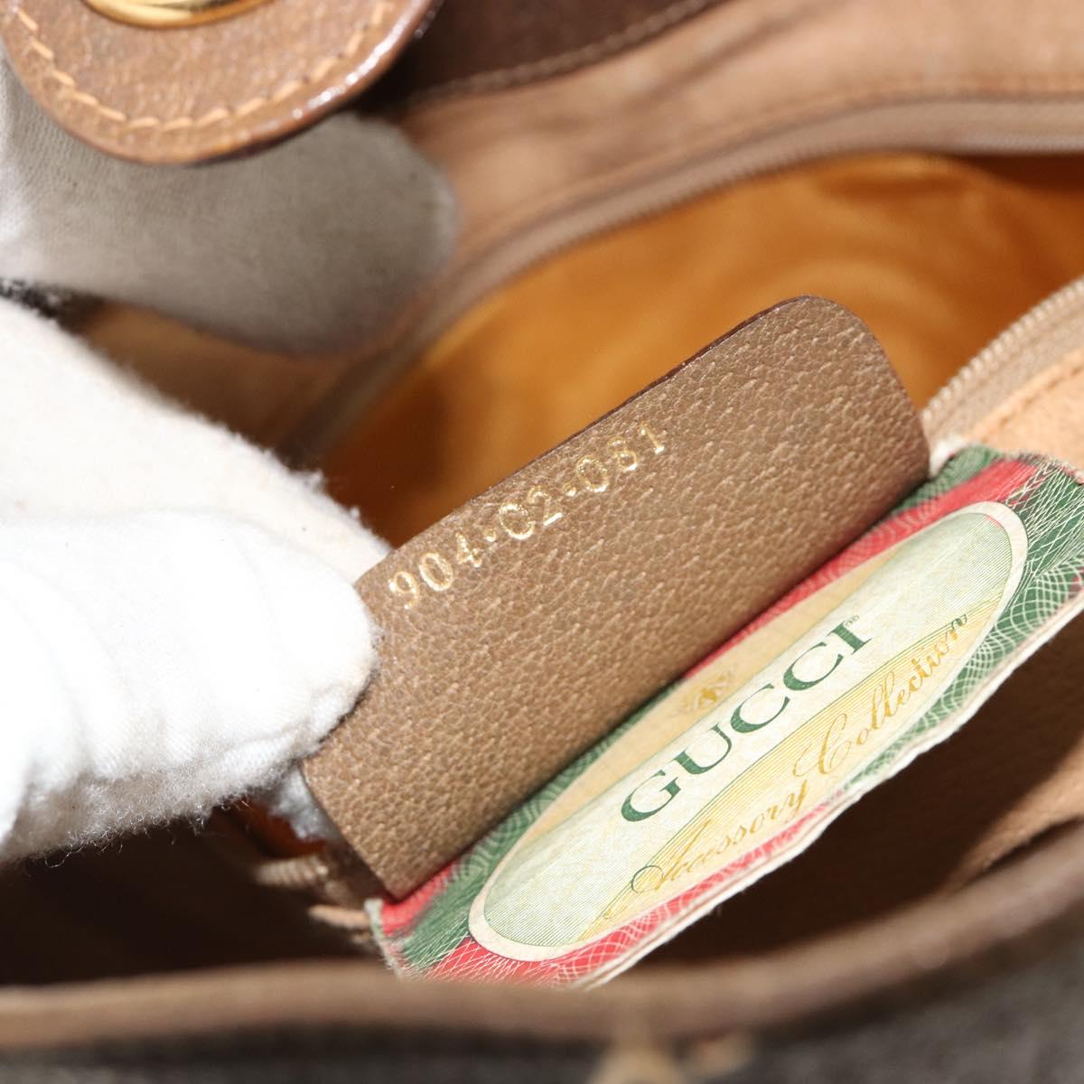 GUCCI GG Supreme Web Sherry Line Bag PVC Beige Gold 904 02 081 Auth 182411