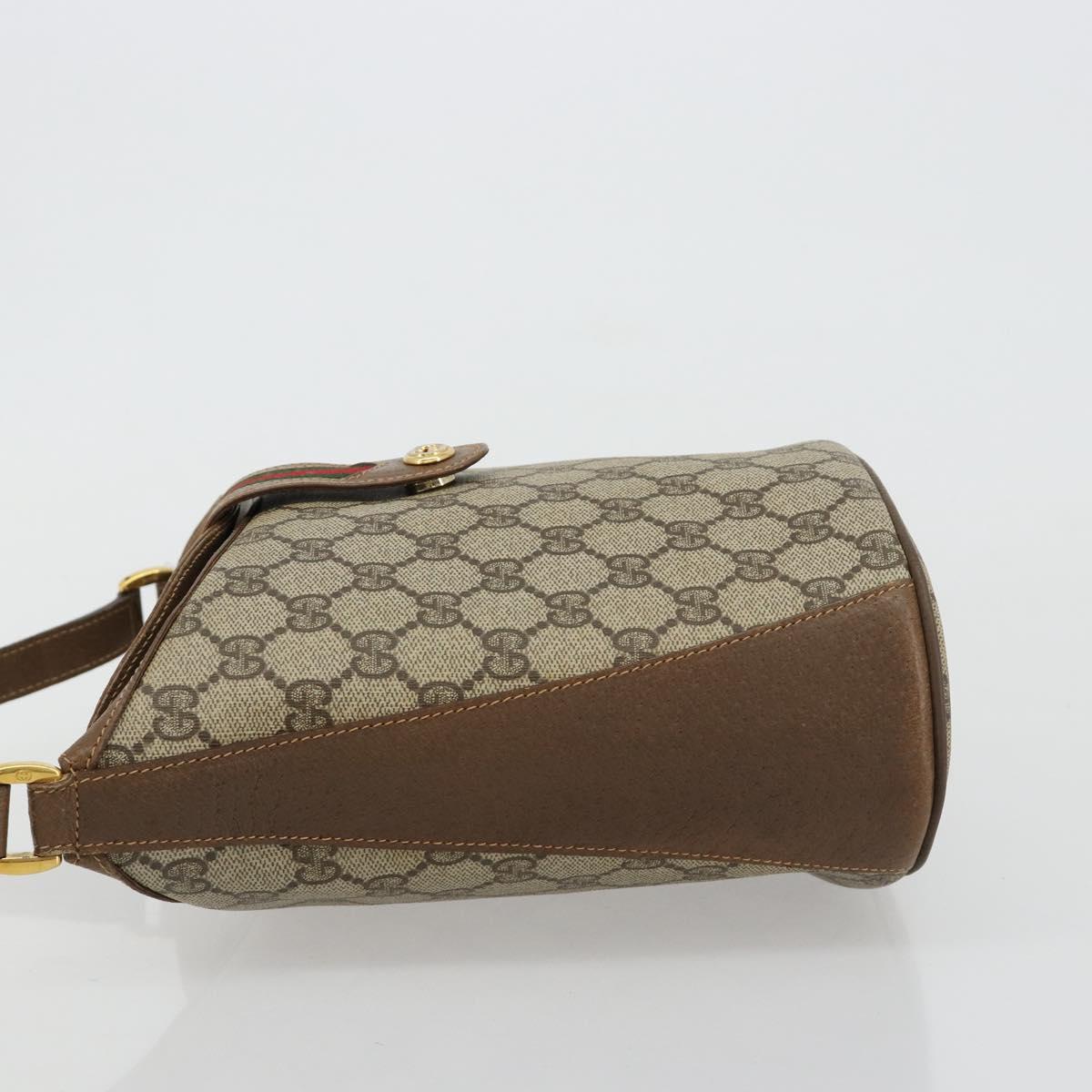 GUCCI GG Supreme Web Sherry Line Bag PVC Beige Gold 904 02 081 Auth 182411