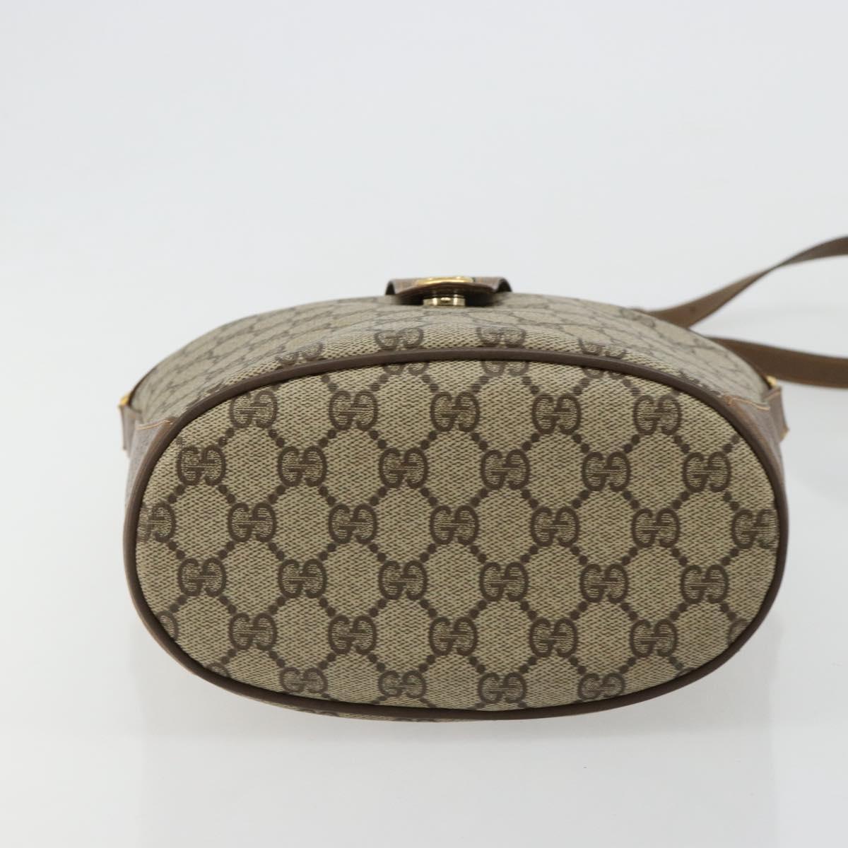 GUCCI GG Supreme Web Sherry Line Bag PVC Beige Gold 904 02 081 Auth 182411