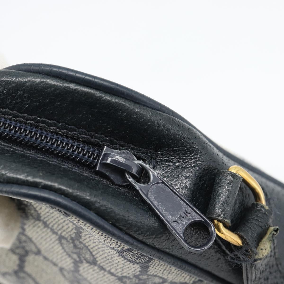 GUCCI GG Supreme Sherry Line Shoulder Bag PVC Navy Gold Auth 182412