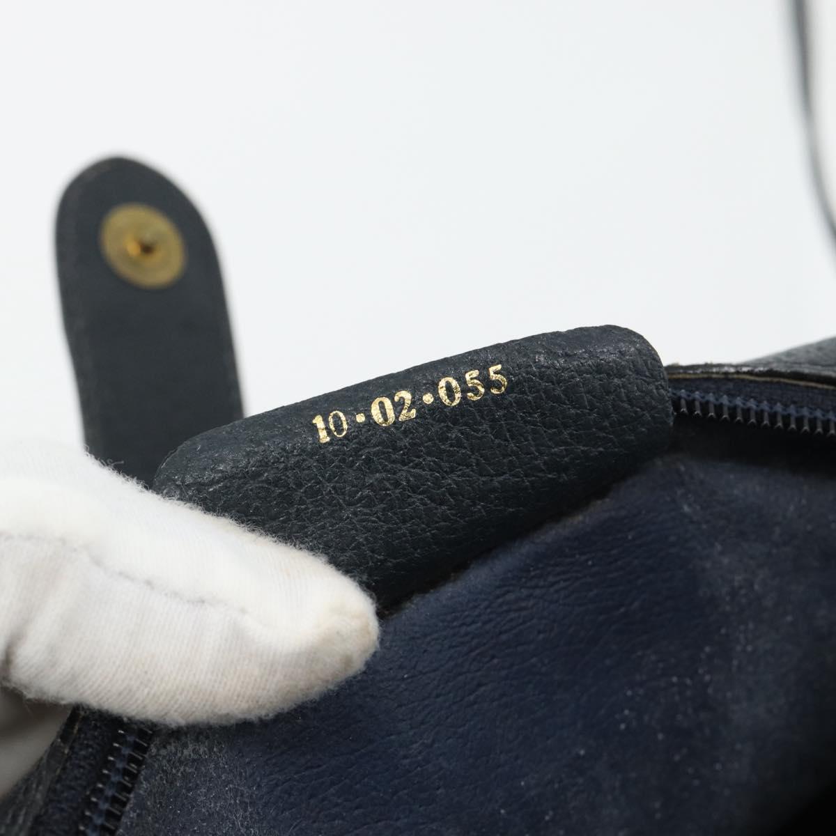GUCCI GG Supreme Sherry Line Shoulder Bag PVC Navy Gold Auth 182412