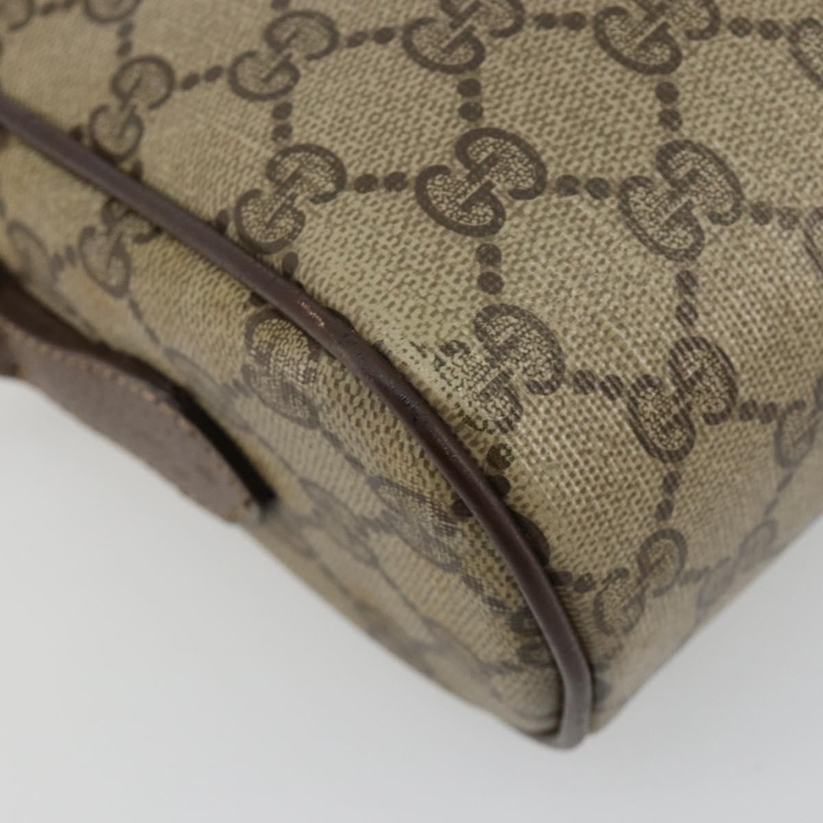 GUCCI GG Supreme Web Sherry Line Shoulder Bag PVC Beige Gold Auth 182413