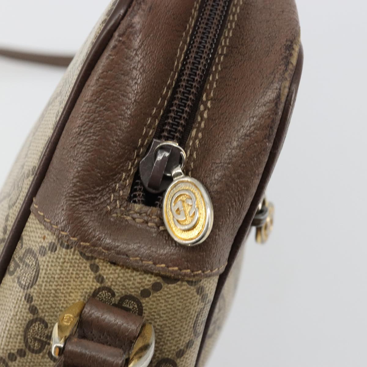 GUCCI GG Supreme Web Sherry Line Shoulder Bag PVC Beige Gold Auth 182413