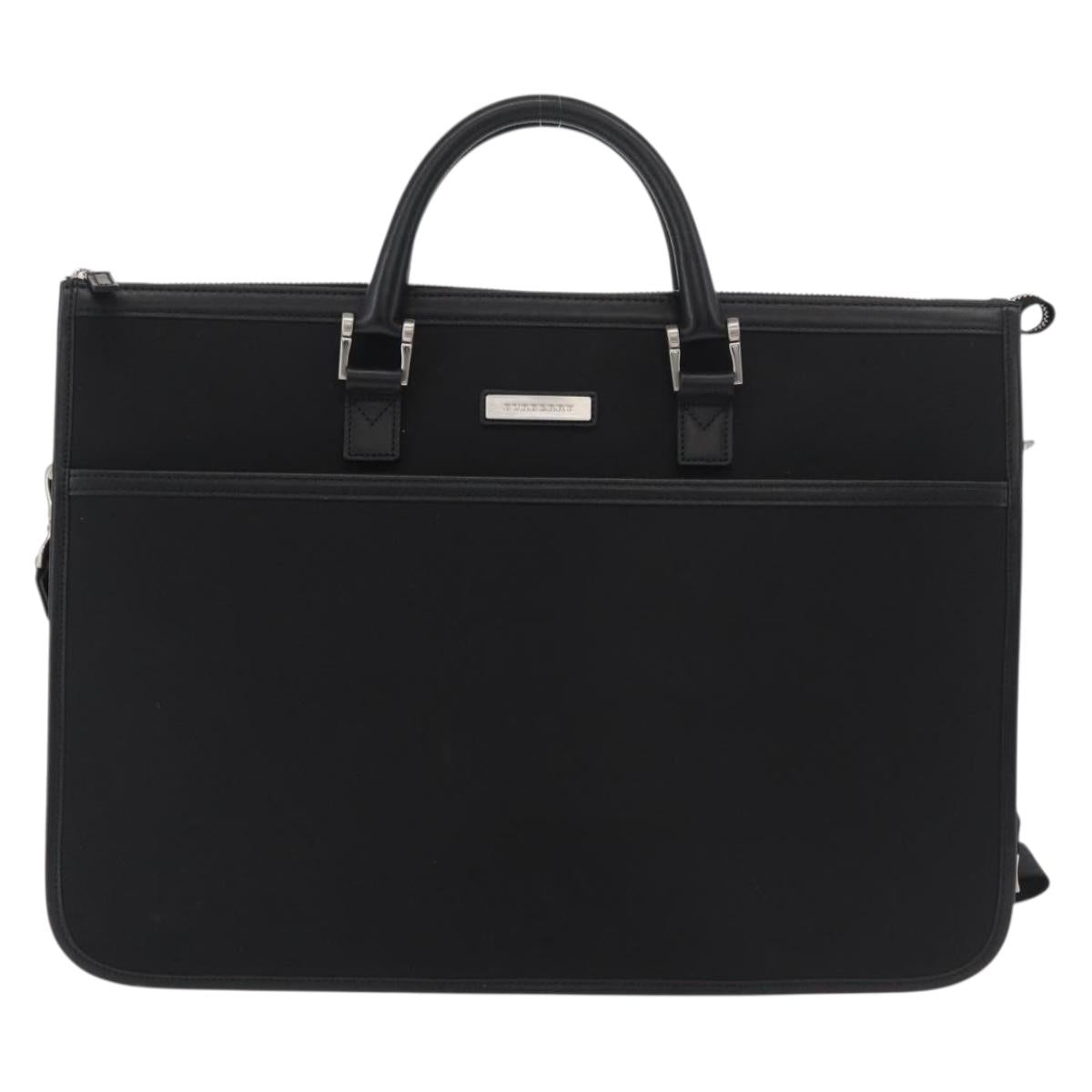 BURBERRY Business Bag Nylon 2way Black Silver Auth 182417