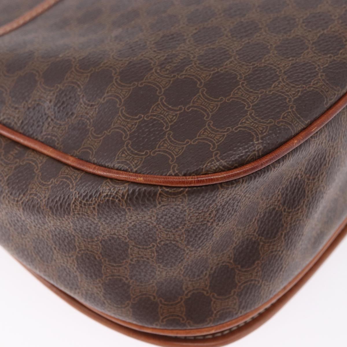 CELINE Macadam Canvas Shoulder Bag PVC Leather Brown Gold Auth 182419