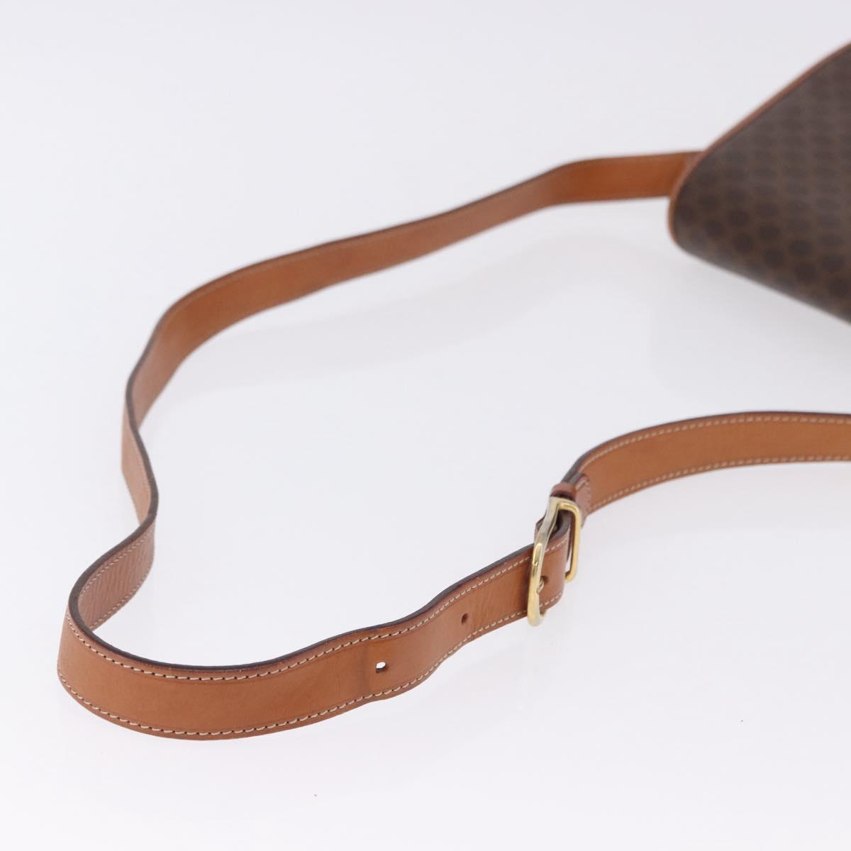 CELINE Macadam Canvas Shoulder Bag PVC Leather Brown Gold Auth 182419