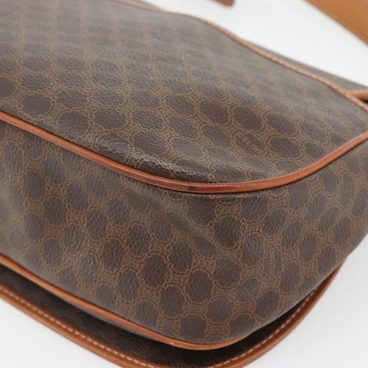 CELINE Macadam Canvas Shoulder Bag PVC Leather Brown Gold Auth 182419A