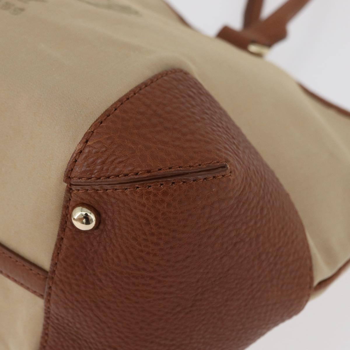 BURBERRY Tote Bag Canvas Beige Gold Auth 182423