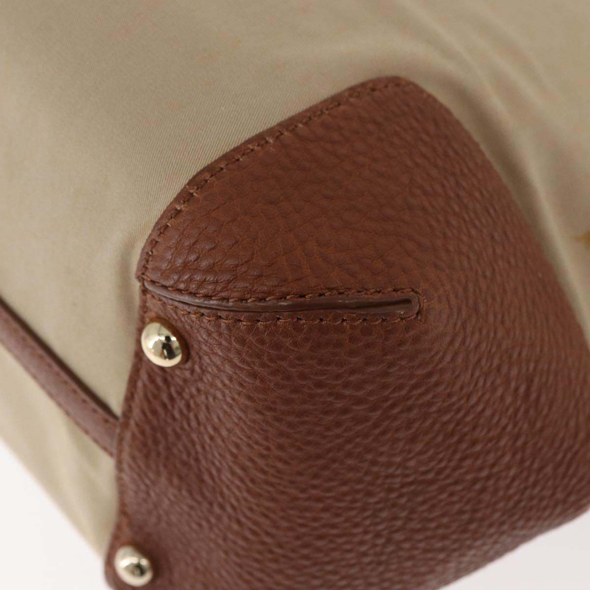 BURBERRY Tote Bag Canvas Beige Gold Auth 182423