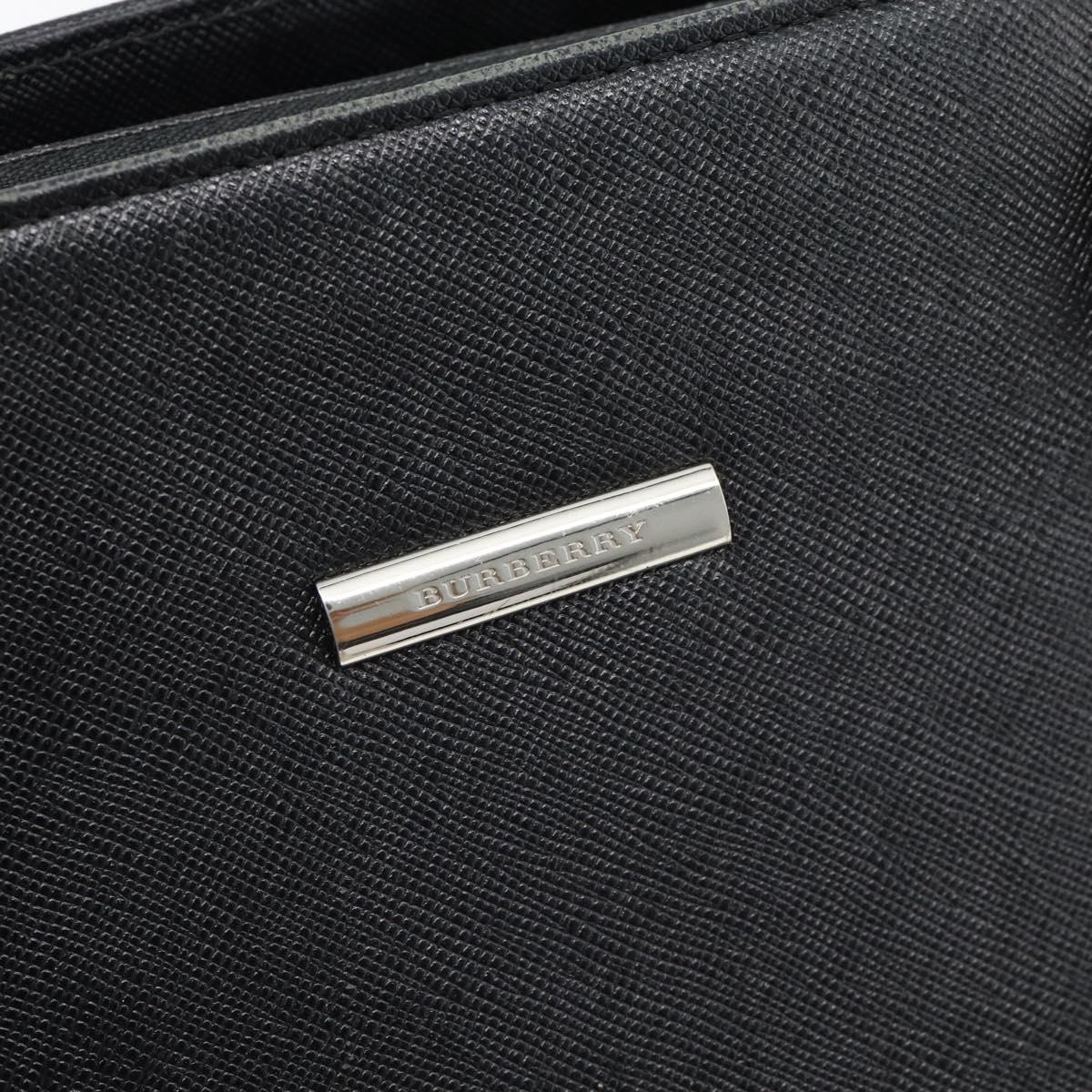 BURBERRY Tote Bag Leather Black Silver Auth 182424