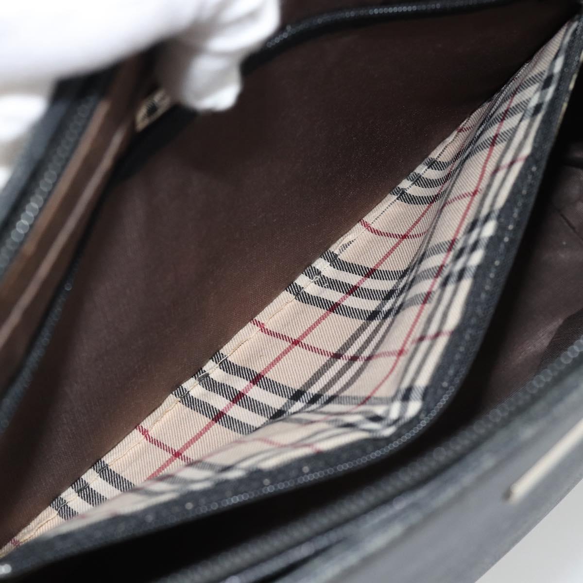BURBERRY Tote Bag Leather Black Silver Auth 182424