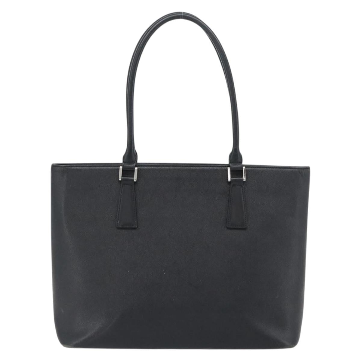 BURBERRY Tote Bag Leather Black Silver Auth 182424