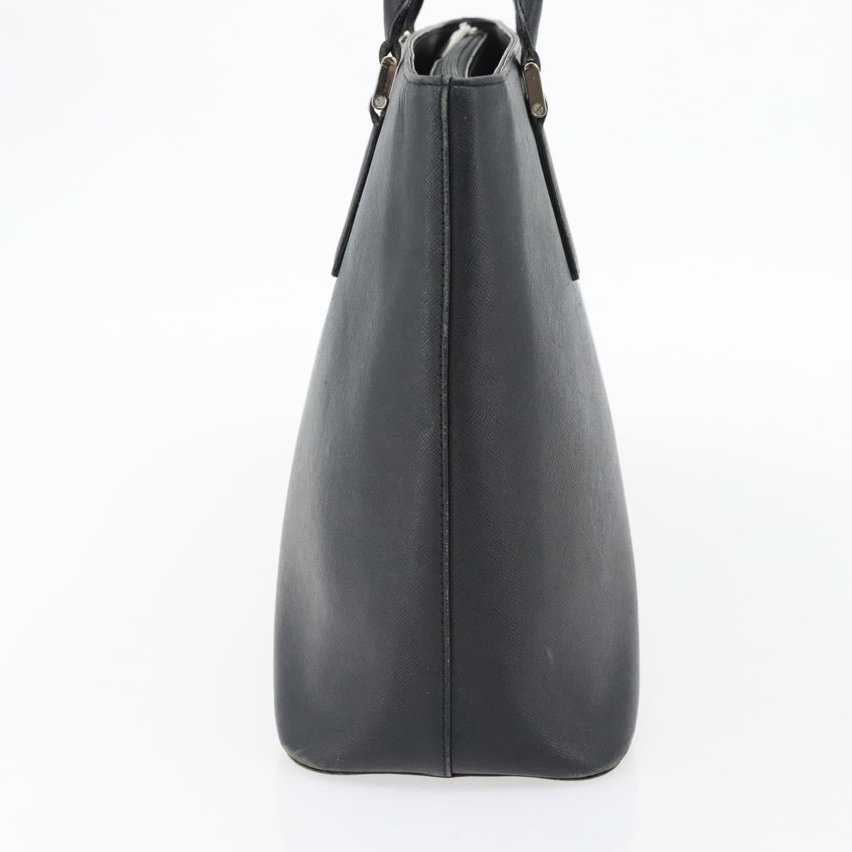 BURBERRY Tote Bag Leather Black Silver Auth 182424