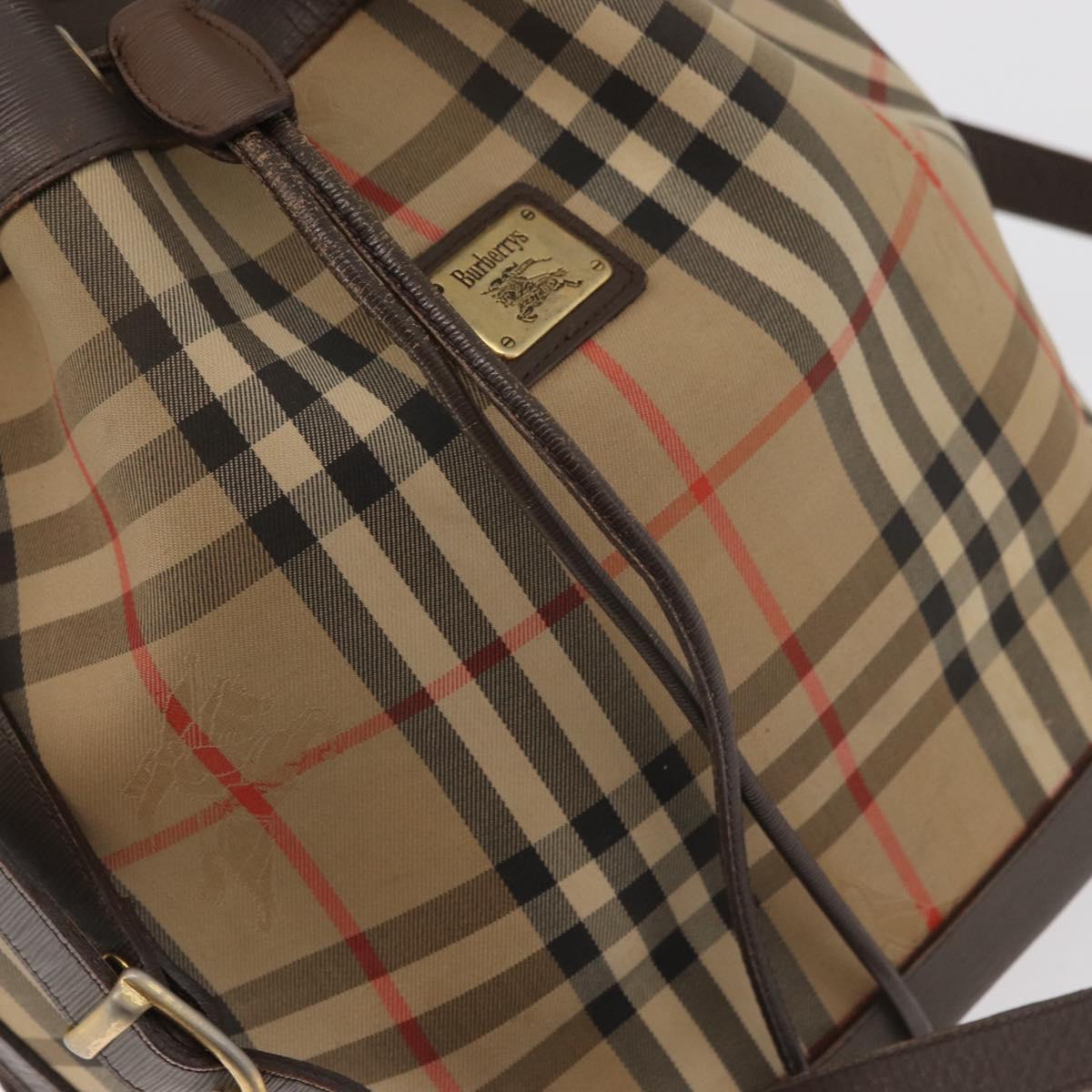 Burberrys Nova Check Purse Shoulder Bag Canvas Beige Gold Auth 182425
