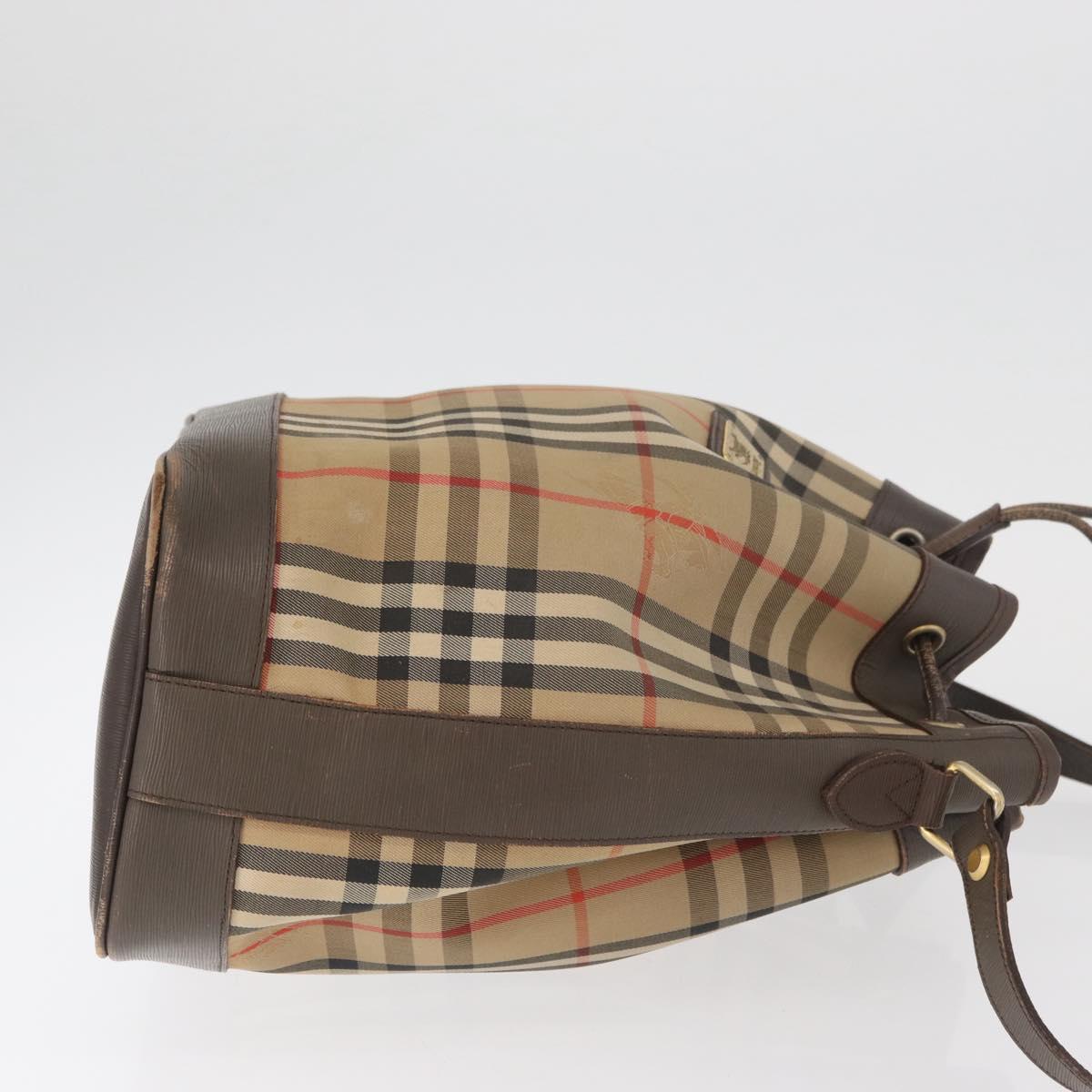 Burberrys Nova Check Purse Shoulder Bag Canvas Beige Gold Auth 182425