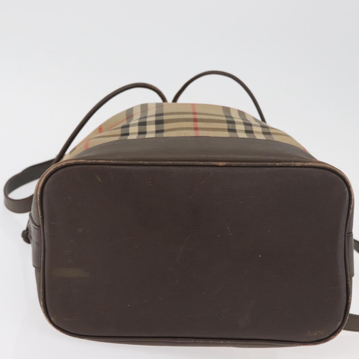 Burberrys Nova Check Purse Shoulder Bag Canvas Beige Gold Auth 182425