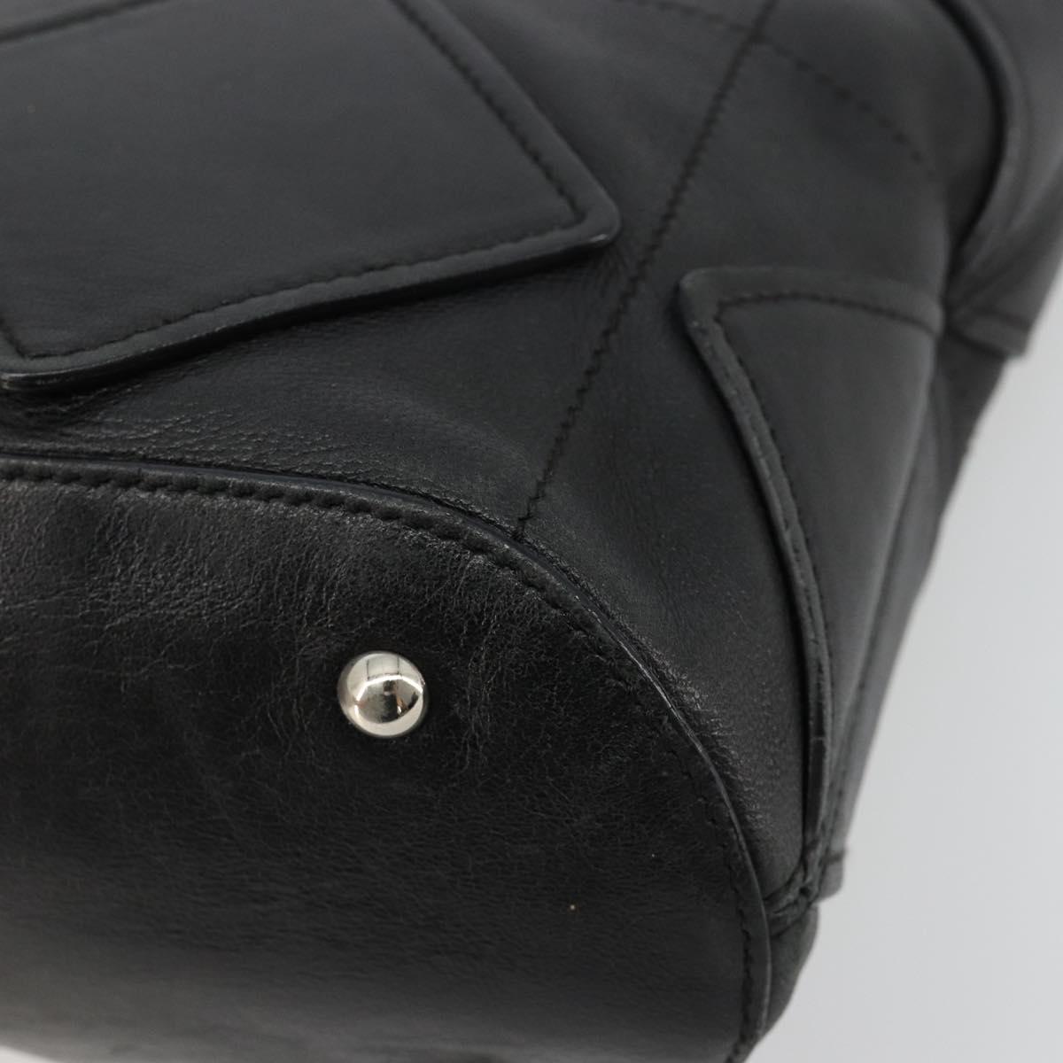 Salvatore Ferragamo Hand Bag Leather Black Silver Auth 182426