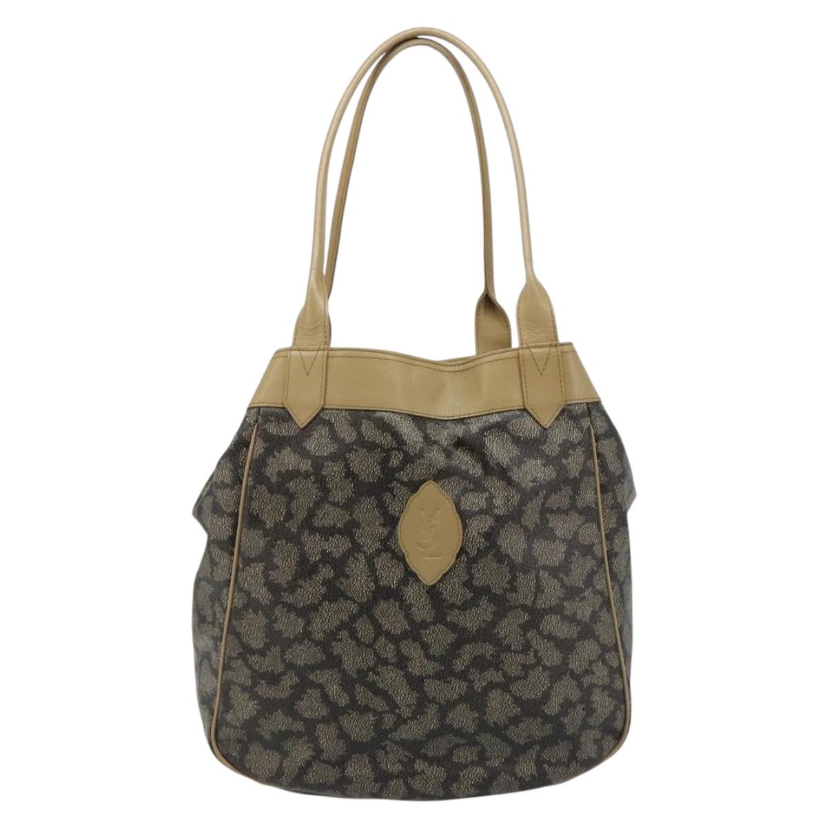 SAINT LAURENT Tote Bag PVC Canvas Brown Auth 182427