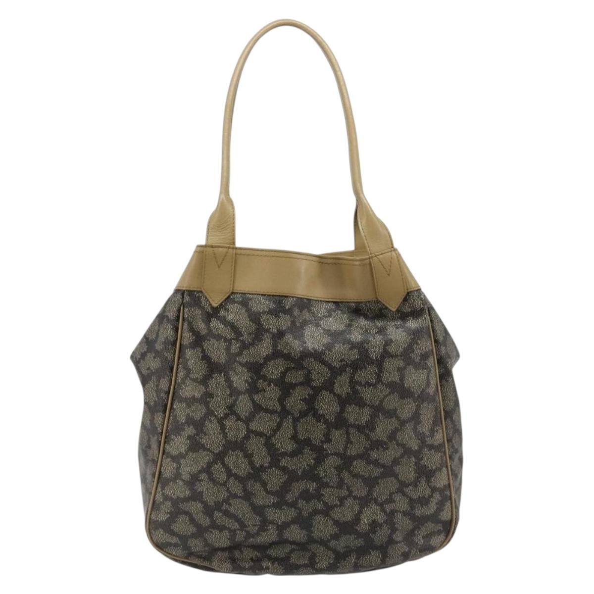 SAINT LAURENT Tote Bag PVC Canvas Brown Auth 182427