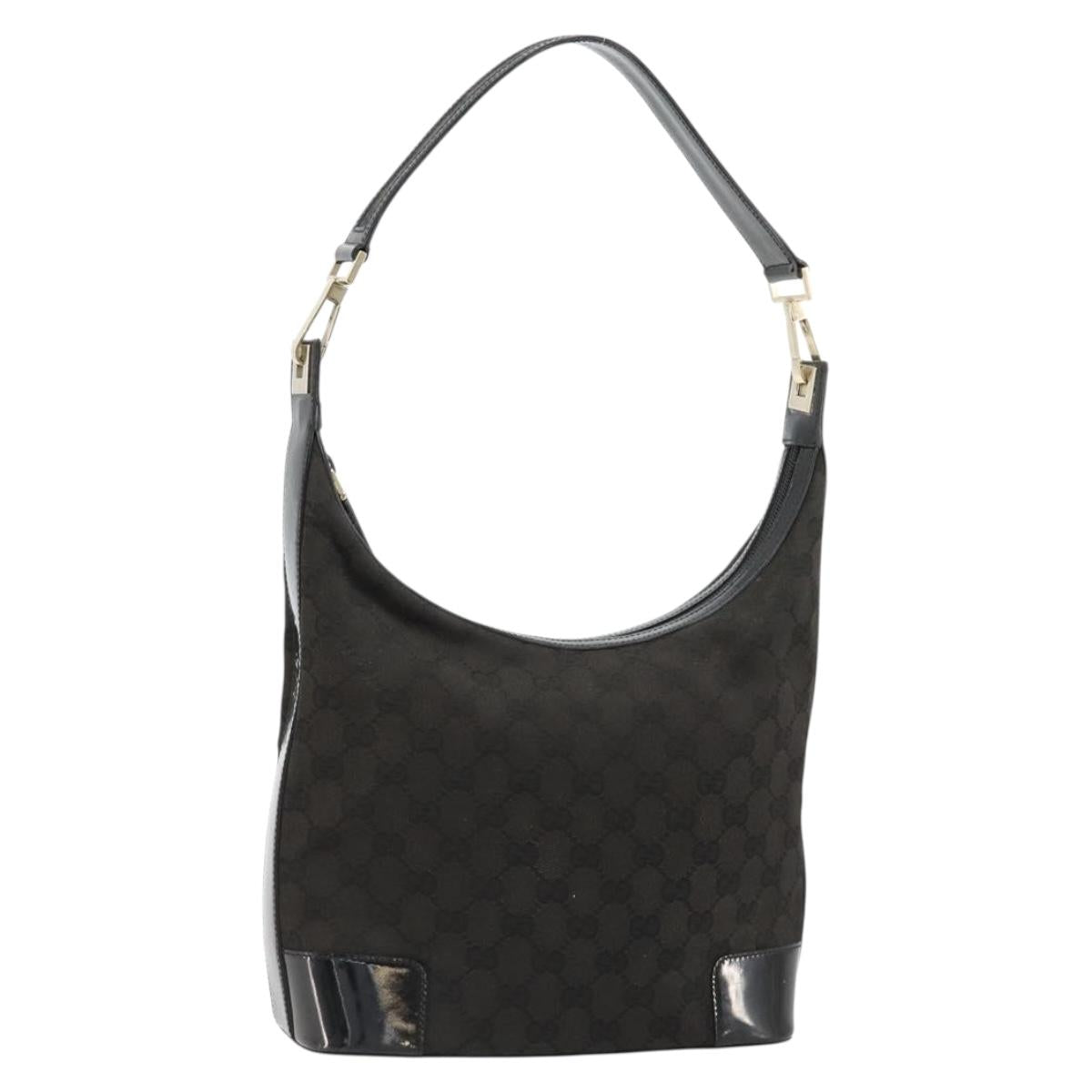 GUCCI GG Canvas Shoulder Bag Black Gold 001 4204 Auth 182428