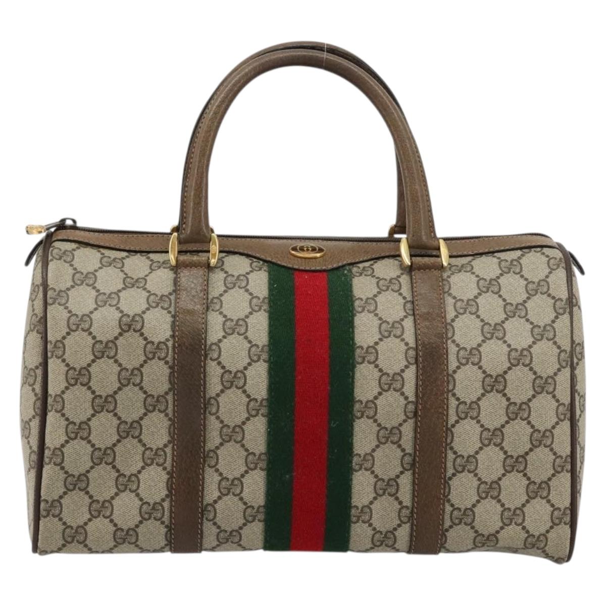 GUCCI GG Supreme Mini Web Sherry Line Bag PVC Beige Gold 39 02 007 Auth 182431