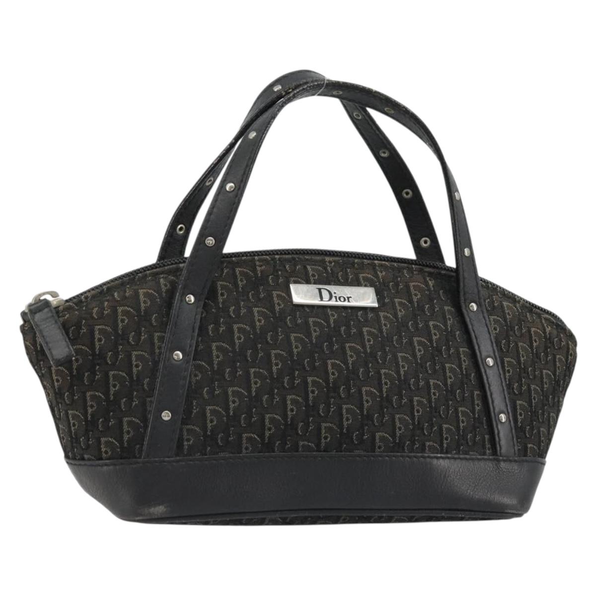Christian Dior Street Chic Mini Trotter Canvas Bag Brown Silver Auth 182435A