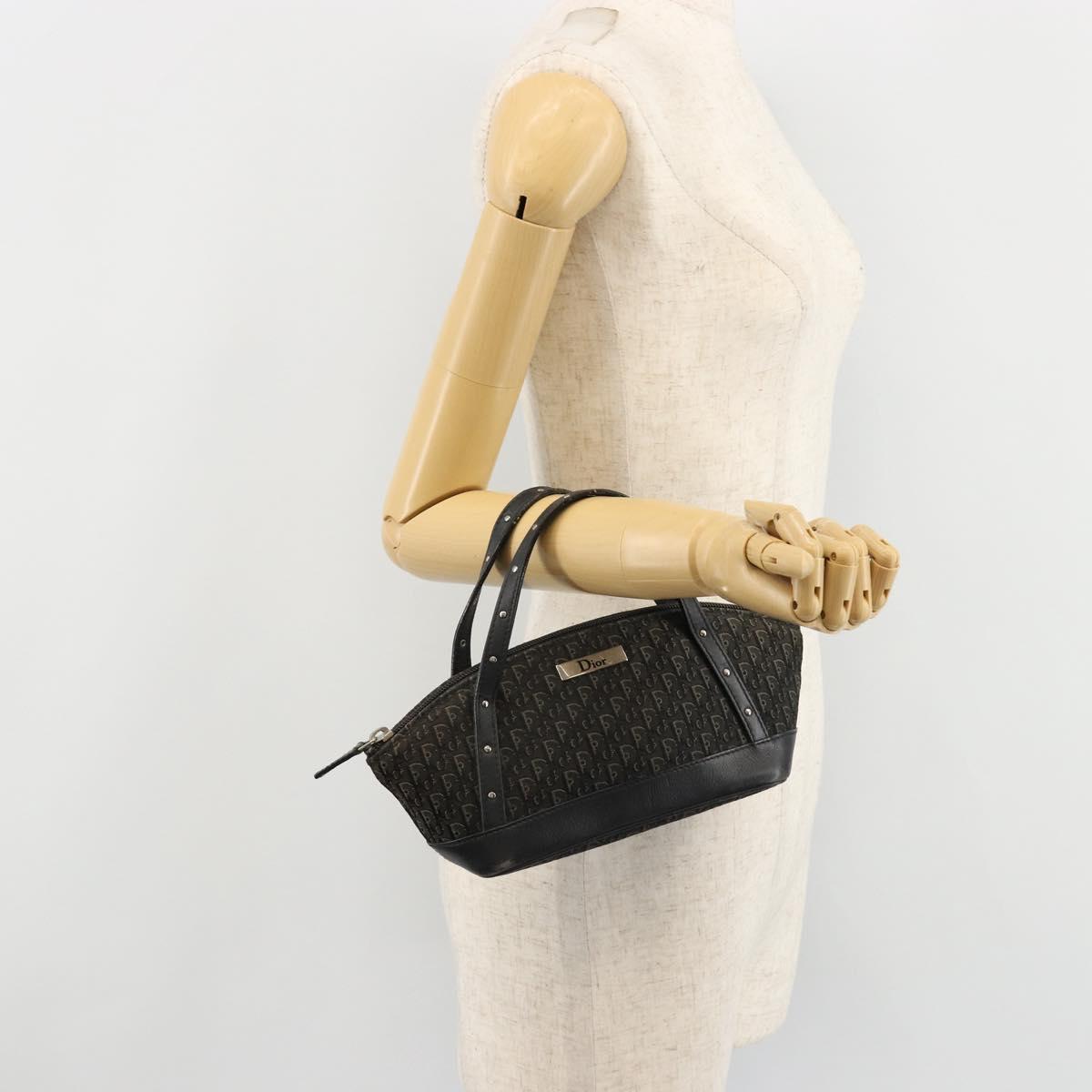 Christian Dior Street Chic Mini Trotter Canvas Bag Brown Silver Auth 182435A
