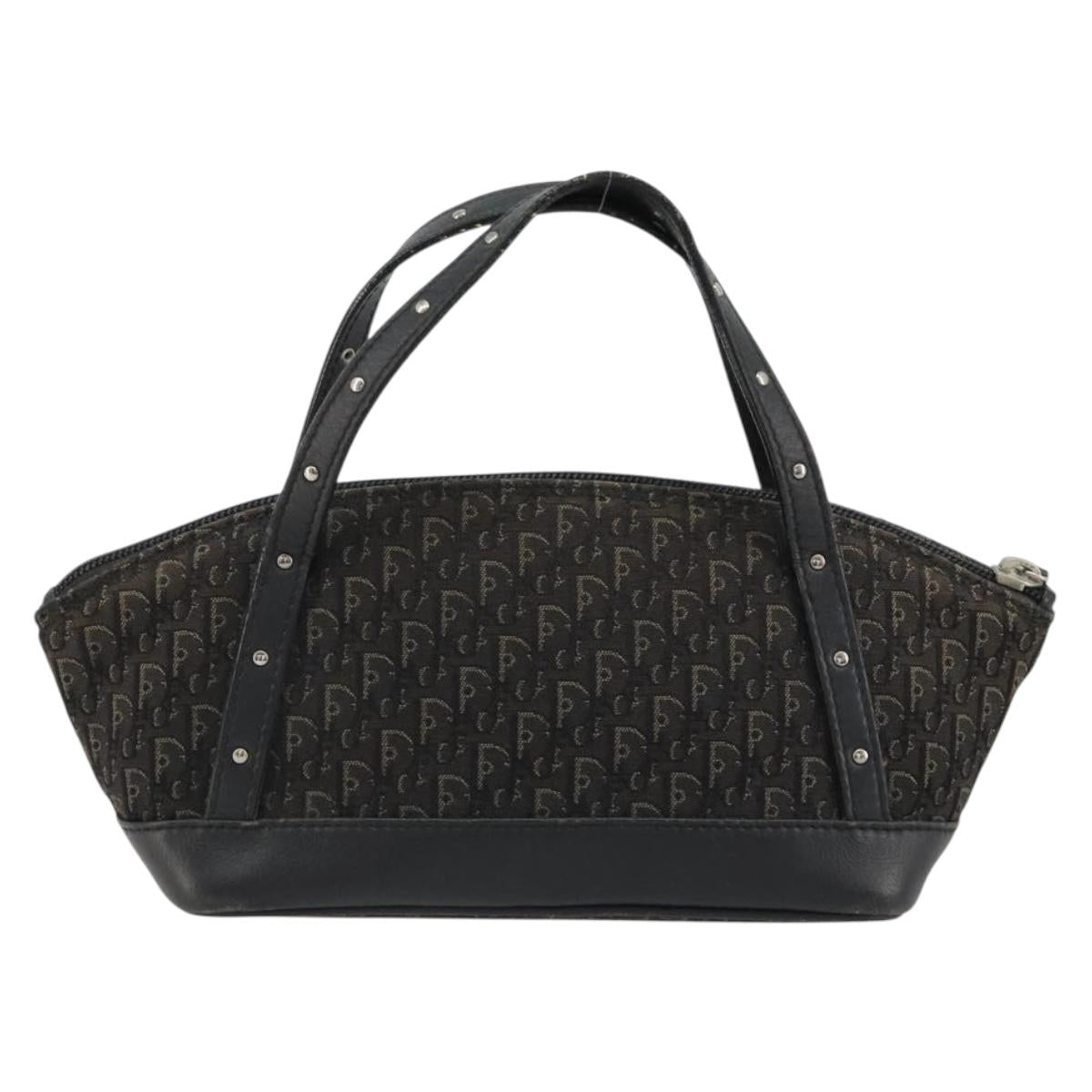 Christian Dior Street Chic Mini Trotter Canvas Bag Brown Silver Auth 182435A