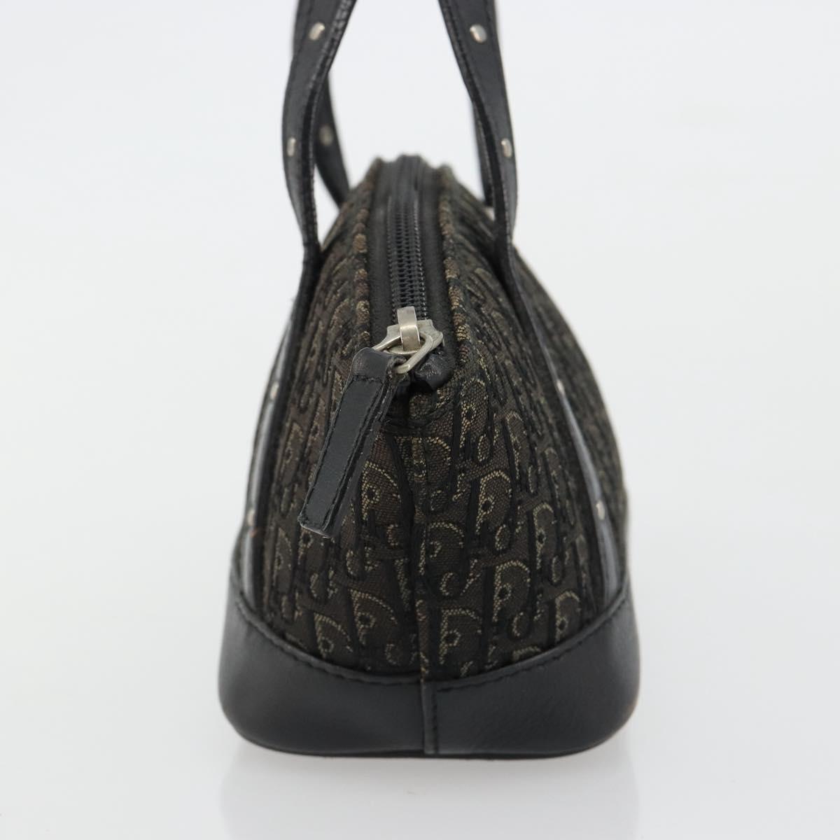Christian Dior Street Chic Mini Trotter Canvas Bag Brown Silver Auth 182435A