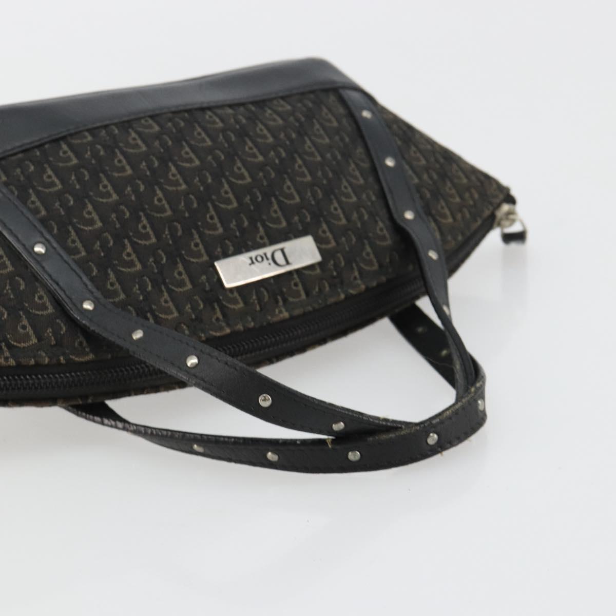 Christian Dior Street Chic Mini Trotter Canvas Bag Brown Silver Auth 182435A