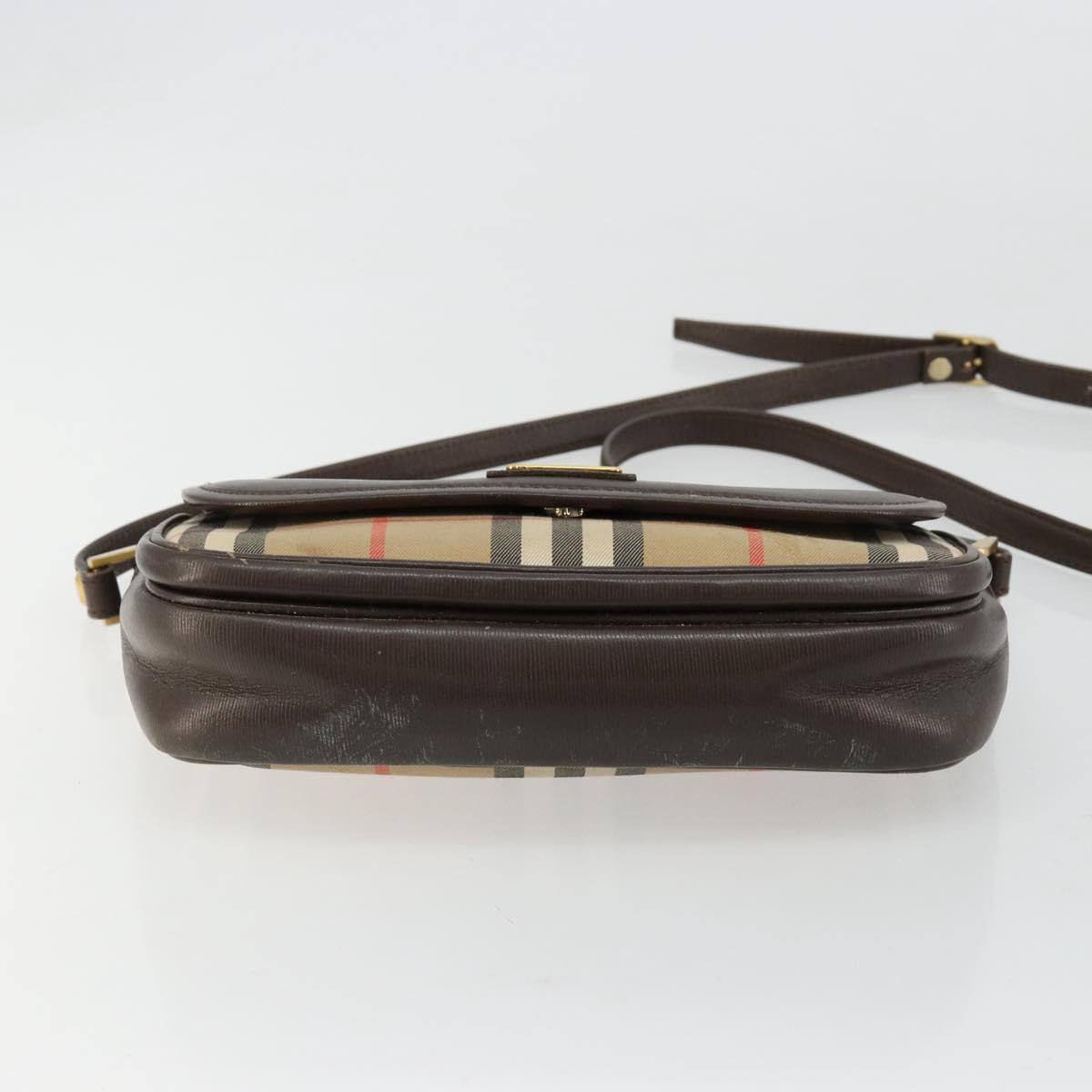 Burberrys Nova Check Shoulder Bag Canvas Leather Beige Gold Auth 182438