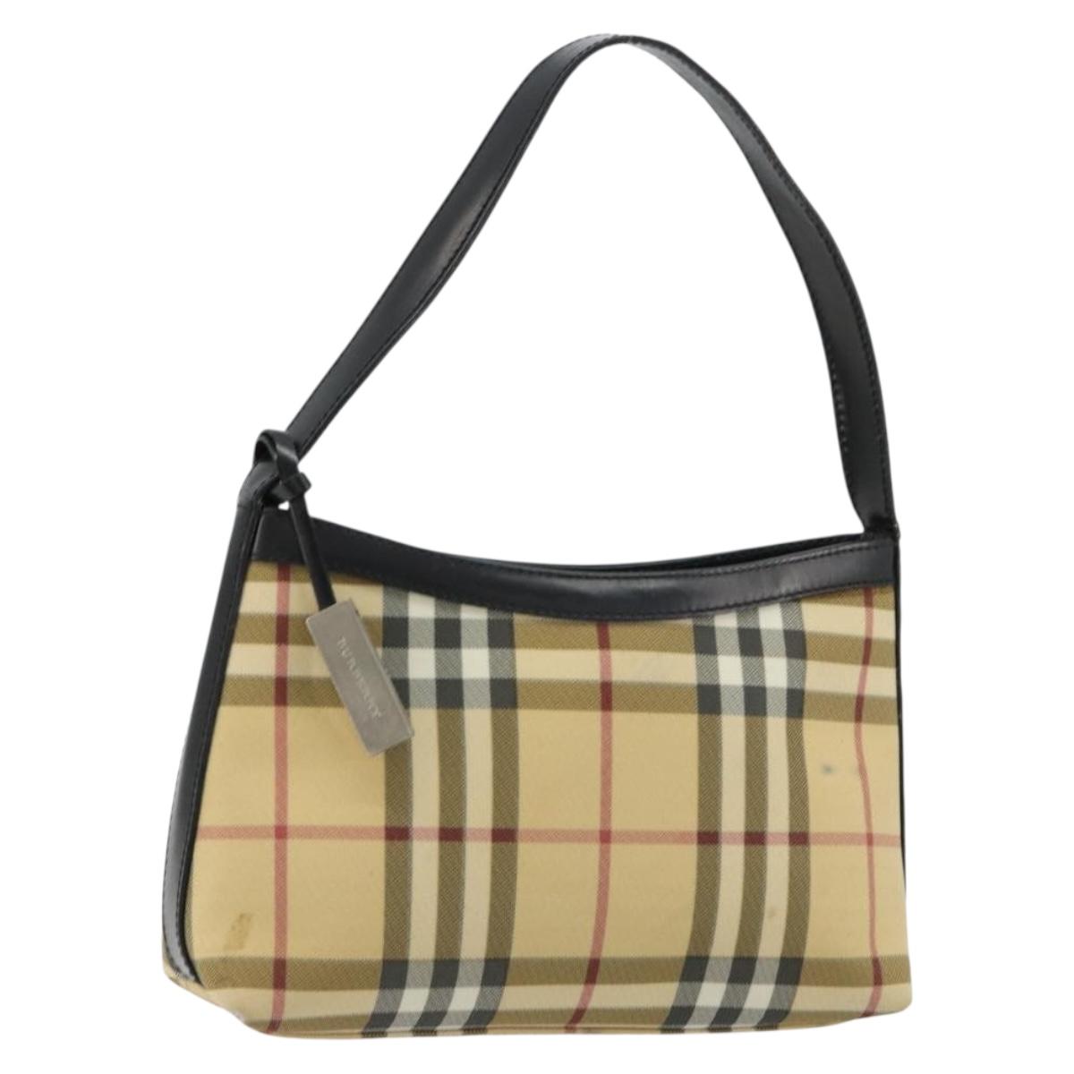 BURBERRY Nova Check Shoulder Bag PVC Beige Auth 182439