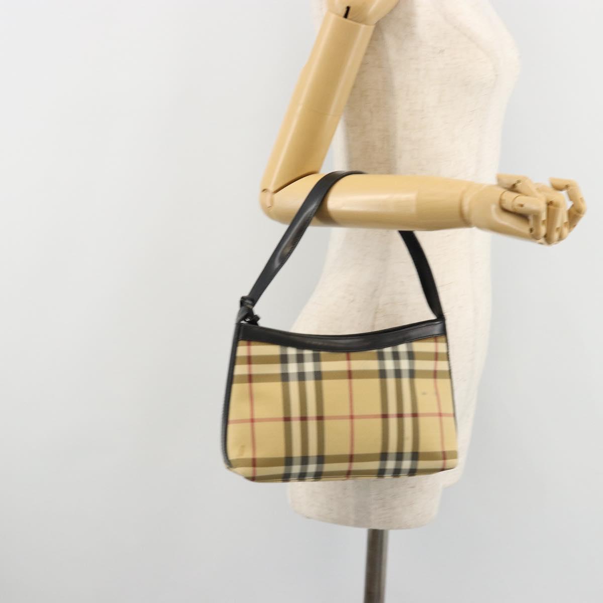 BURBERRY Nova Check Shoulder Bag PVC Beige Auth 182439