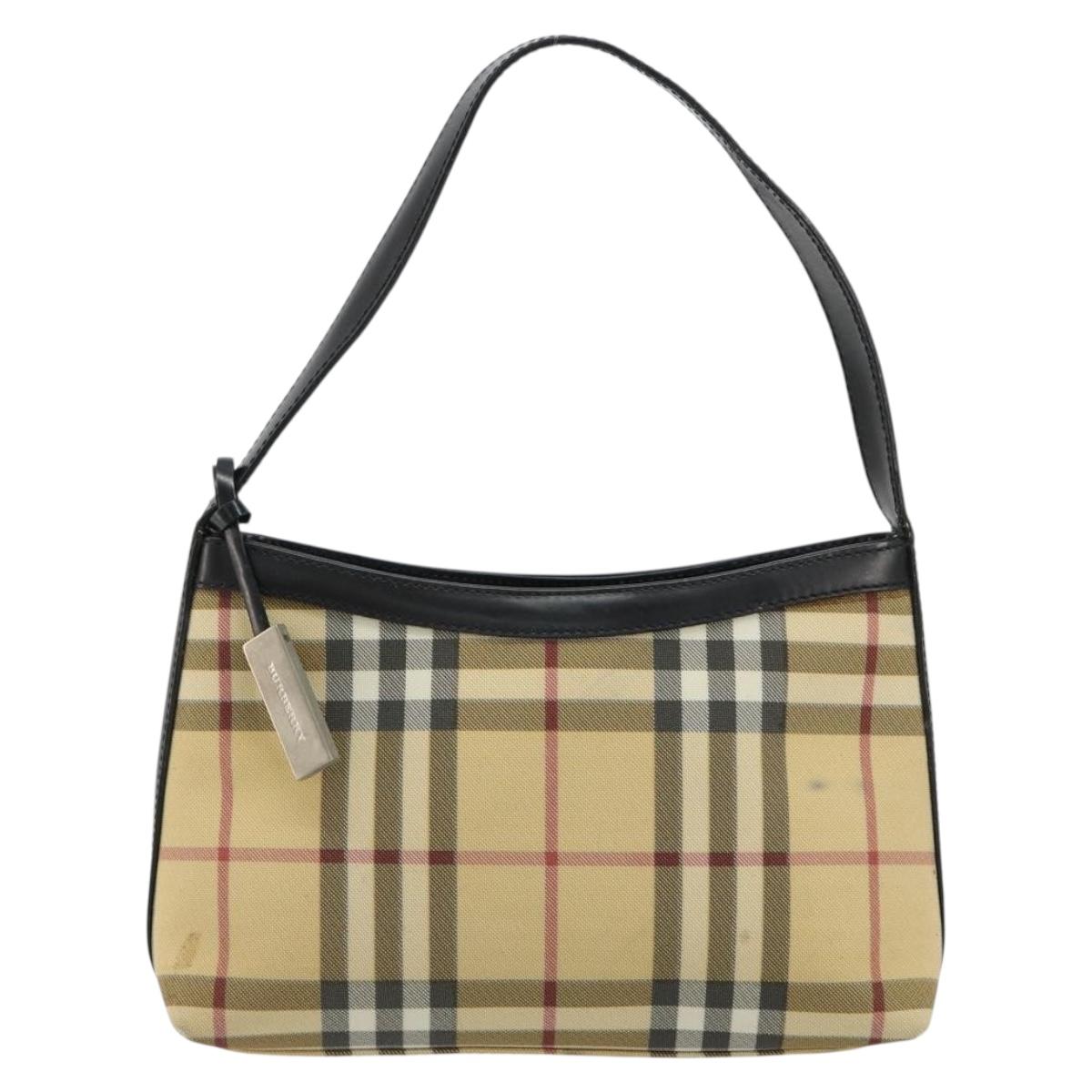 BURBERRY Nova Check Shoulder Bag PVC Beige Auth 182439