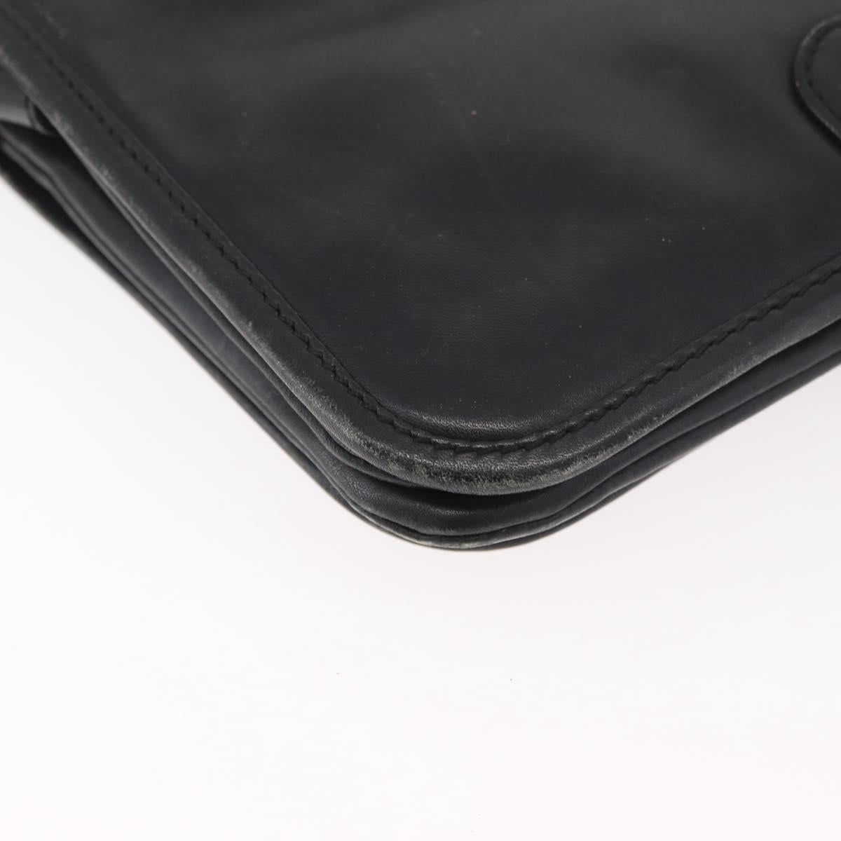 LOEWE Anagram Shoulder Bag Leather Black Gold Auth 182440