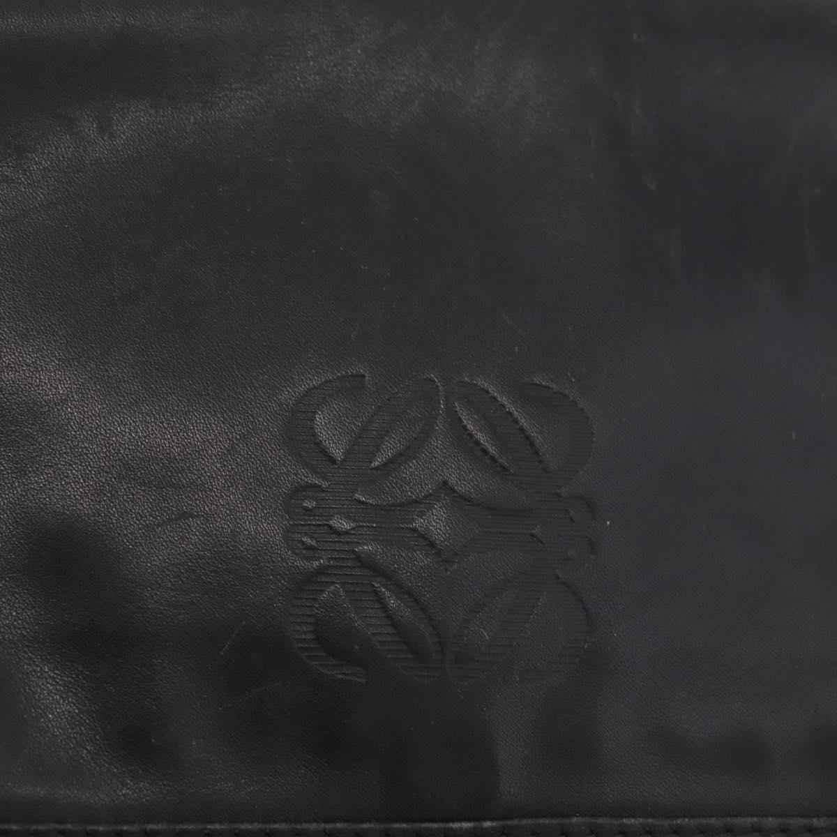 LOEWE Anagram Shoulder Bag Leather Black Gold Auth 182440