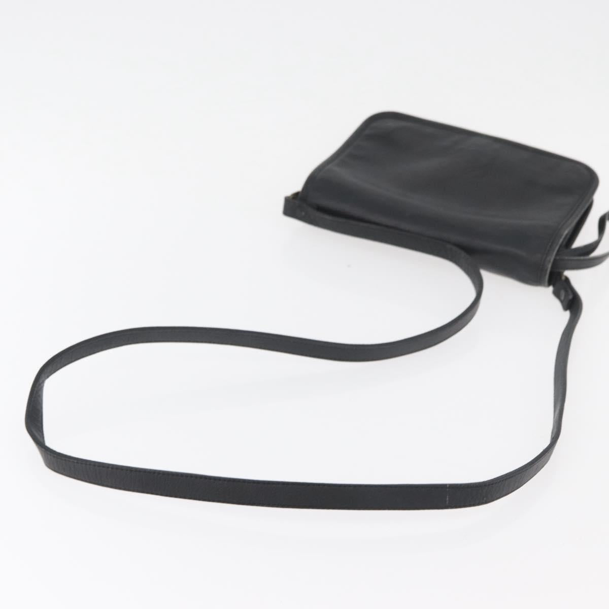 LOEWE Anagram Shoulder Bag Leather Black Gold Auth 182440
