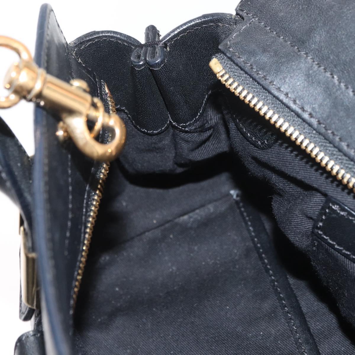 Chloe Alice Hand Bag Leather 2way Black Gold Auth 182441