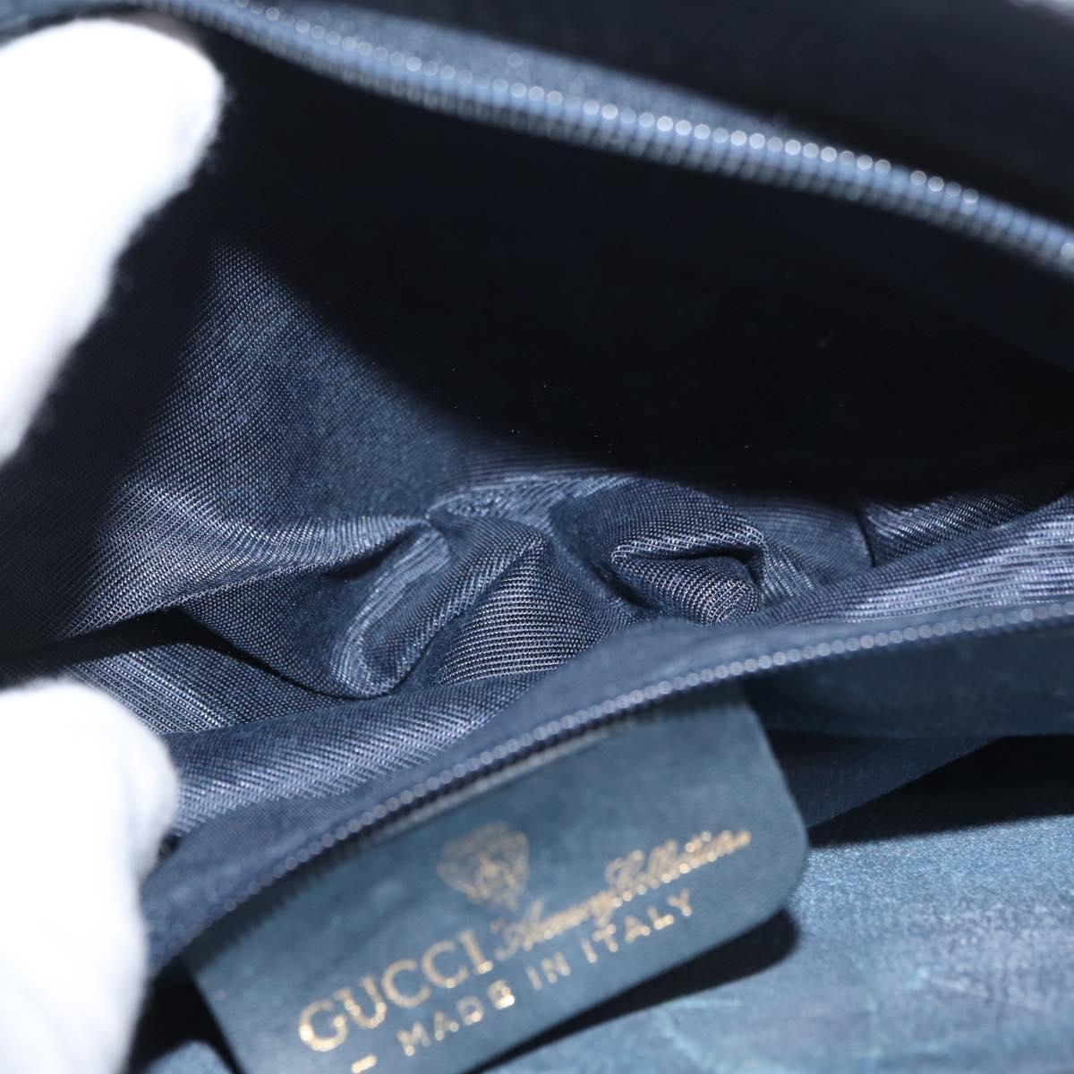 GUCCI GG Supreme Sherry Line Shoulder Bag PVC Navy Gold 010 378 Auth 182442