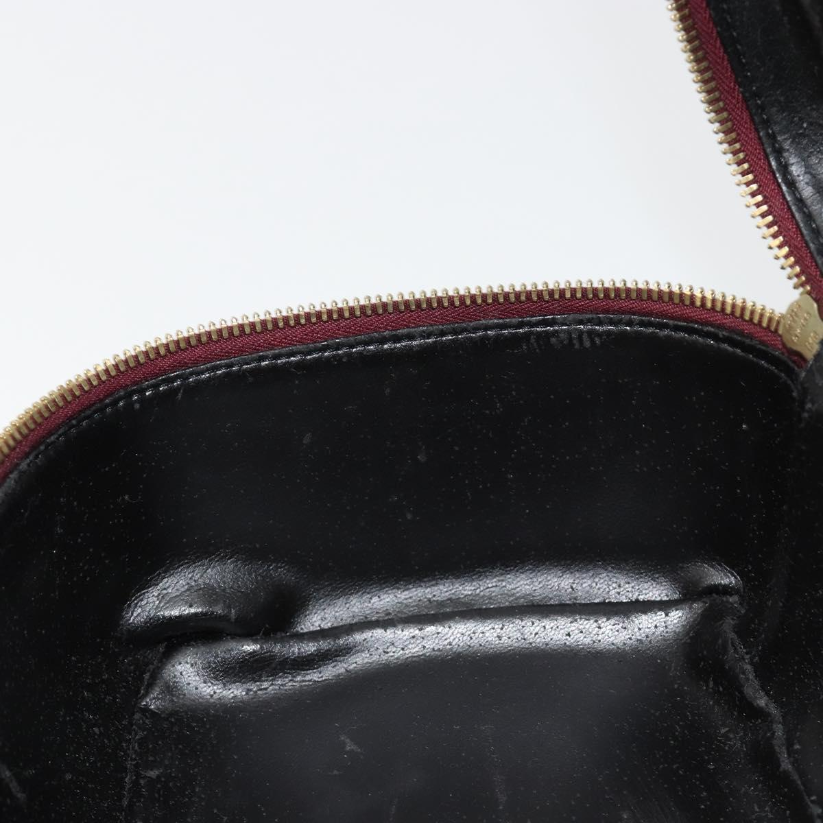 GUCCI Bamboo Vanity Hand Bag Patent leather Navy Gold 032 1956 0150 Auth 182446
