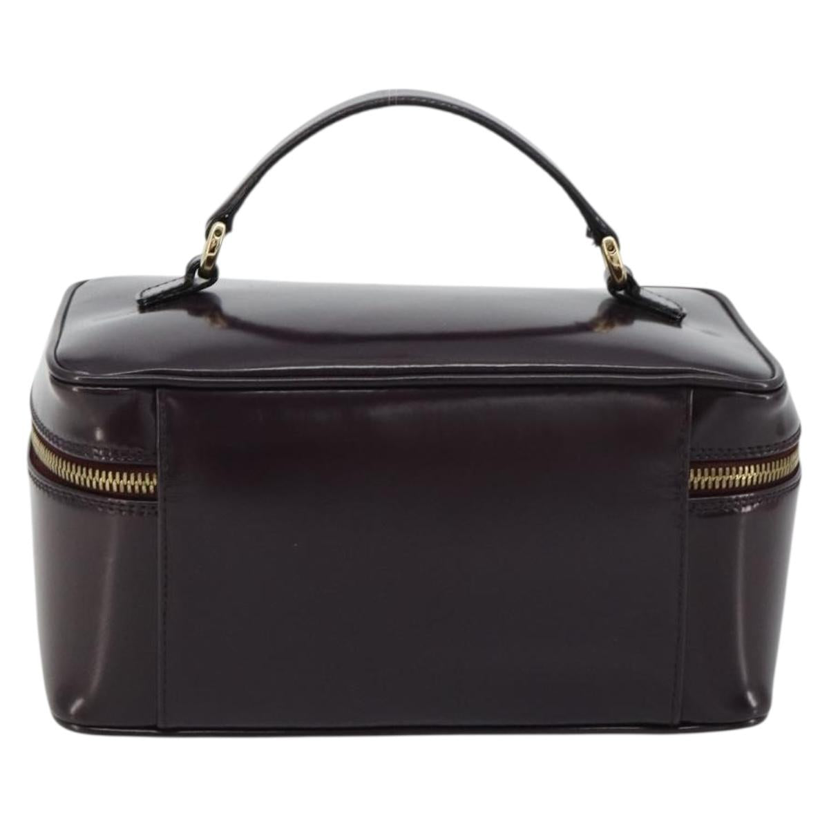 GUCCI Bamboo Vanity Hand Bag Patent leather Navy Gold 032 1956 0150 Auth 182446