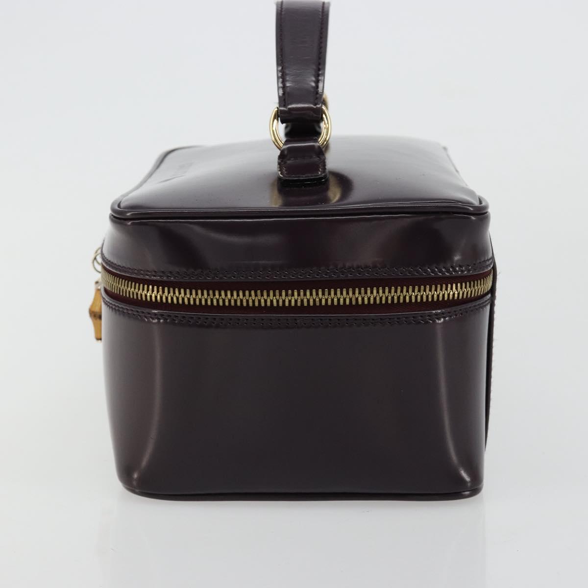 GUCCI Bamboo Vanity Hand Bag Patent leather Navy Gold 032 1956 0150 Auth 182446