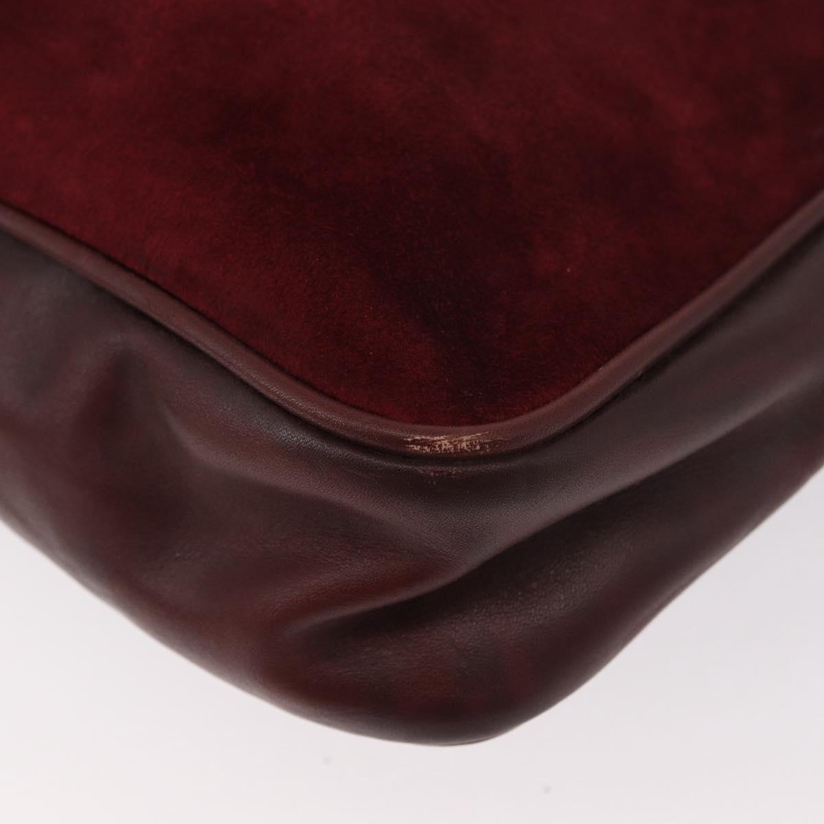 CARTIER Shoulder Bag Suede Bordeaux Gold Auth 182447