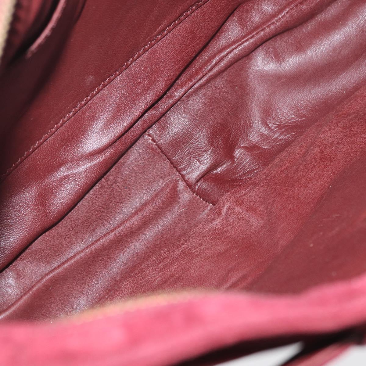 CARTIER Shoulder Bag Suede Bordeaux Gold Auth 182447