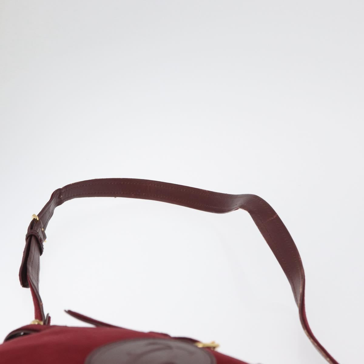 CARTIER Shoulder Bag Suede Bordeaux Gold Auth 182447