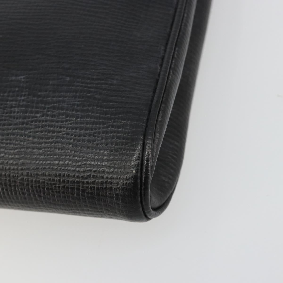 CELINE Circle Shoulder Bag Leather Black Gold Auth 182448