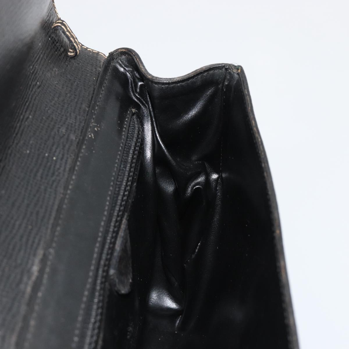 CELINE Circle Shoulder Bag Leather Black Gold Auth 182448