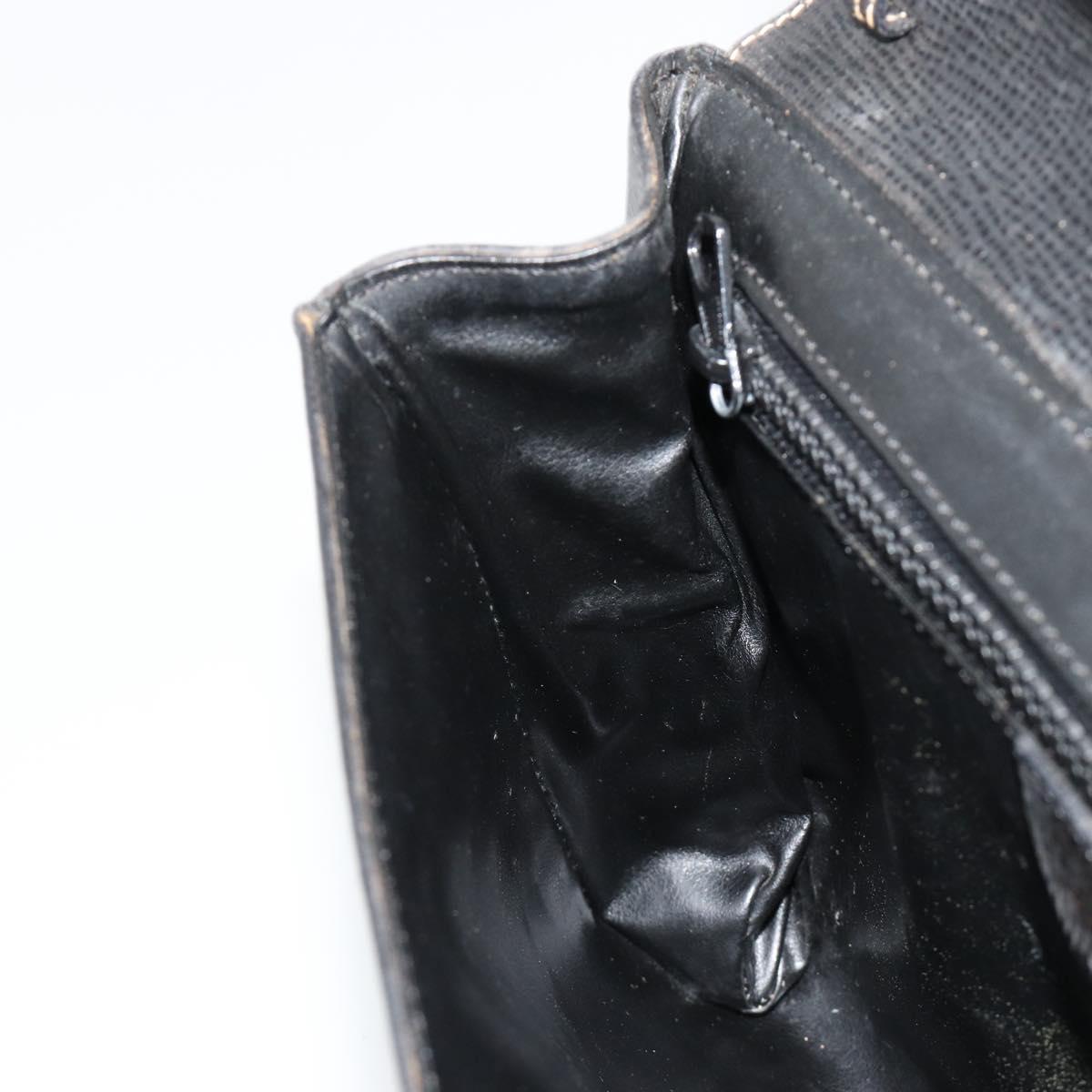 CELINE Circle Shoulder Bag Leather Black Gold Auth 182448