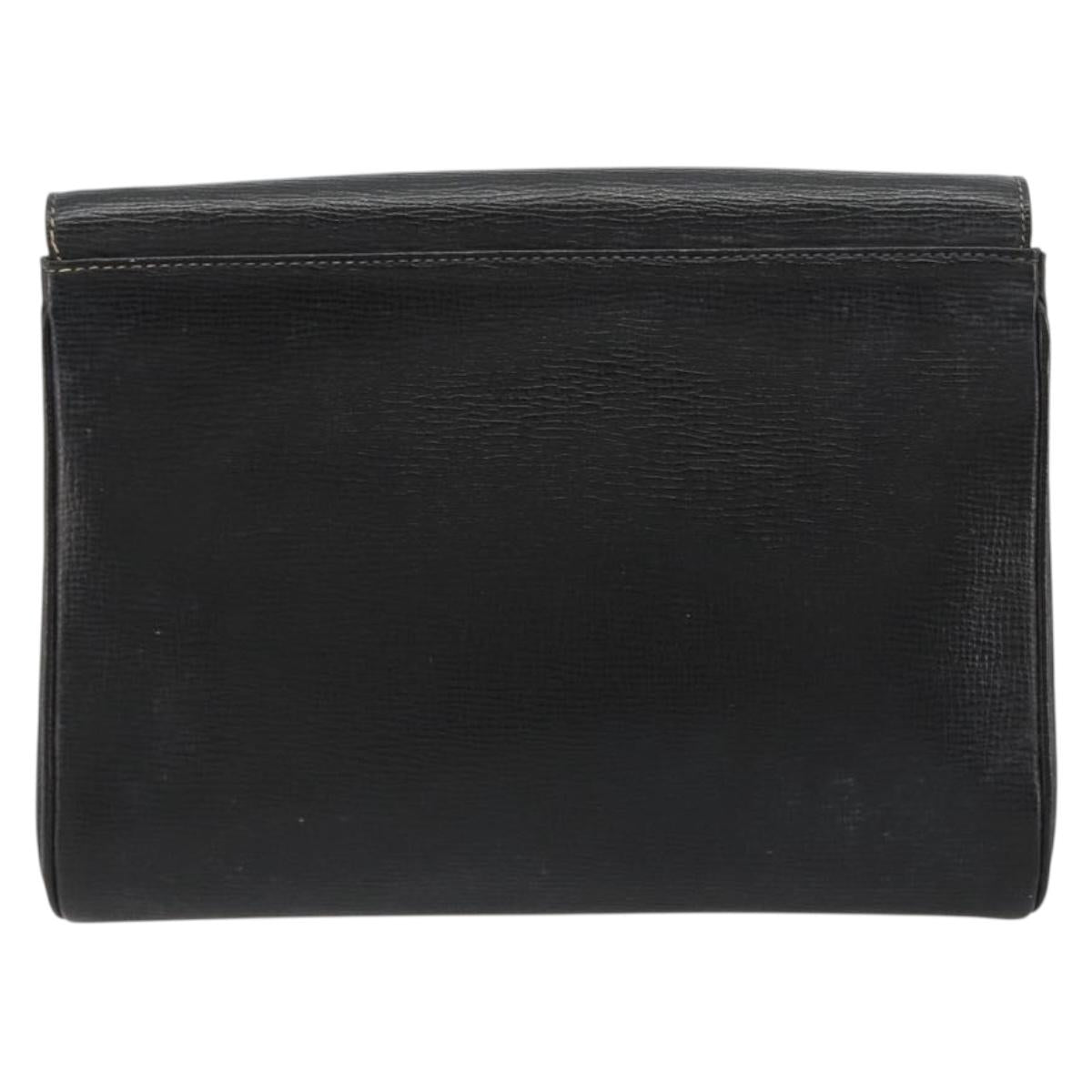 CELINE Circle Shoulder Bag Leather Black Gold Auth 182448