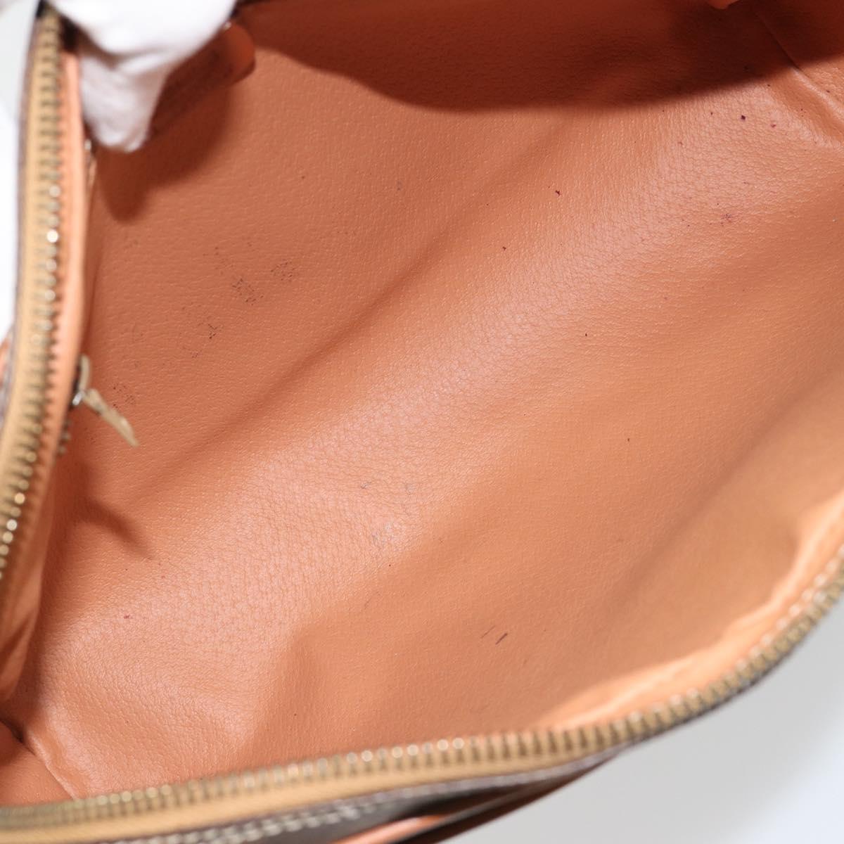 CELINE Macadam Canvas Clutch Bag PVC Leather Brown Gold Auth 182456
